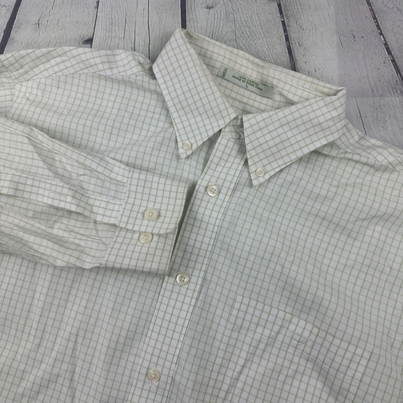 Orvis Button‎ Shirt Men's Size Large Green White Check 100% Cotton - Picture 1 of 12